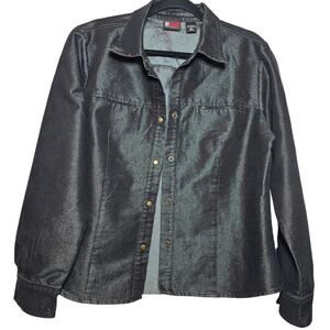Vintage NY Jeans New York & Company Black‎ Iridescent Jacket Shacket Women's XL